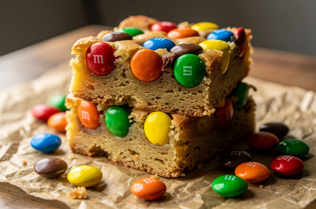 Blondies con M&M's de Maní